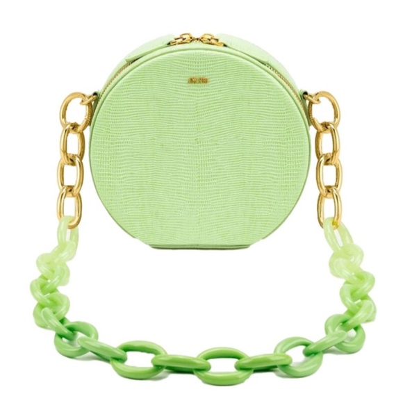 Nwot JW PEI Lime Green Luna Gradient Acrylic Chain Lizard Pattern Vegan bag - Picture 1 of 14
